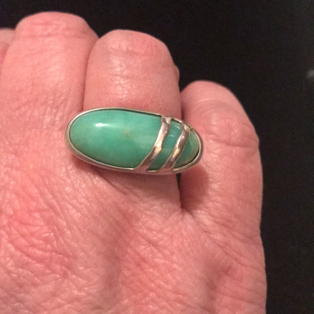 Silver and jade ring